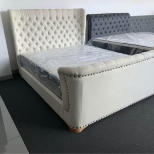 Luxury fabric bed frame beige NEW in boxes