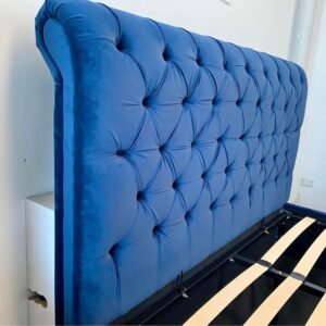 Blue velvet gas lift storage bed frame NEW in boxes