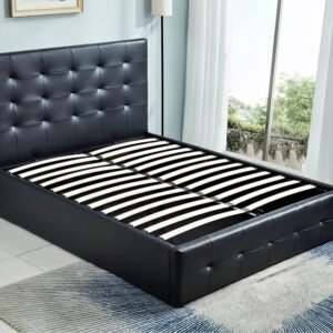 Gas lift storage bed frame PU leather black NEW in boxes
