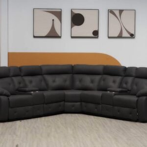 Corner recliner charcoal grey rhino fabric NEW in boxes